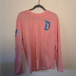 Disneyland Pink Long Sleeve crew neck shirt with Blue Spirit Jersey Lettering